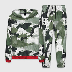 Костюм мужской Зеленый фактурный камуфляж, цвет: 3D-красный