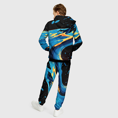 Мужской костюм Синяя волна из красок / 3D-Черный – фото 4