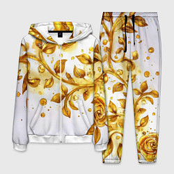 Костюм мужской Золотые листья на белом, цвет: 3D-белый