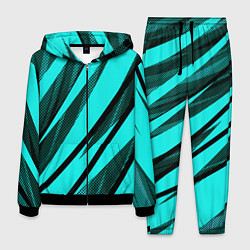 Костюм мужской Неоновый голубой с чёрным абстракция с полосами, цвет: 3D-черный