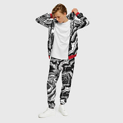 Костюм мужской Закрученные волны - чб абстракция, цвет: 3D-красный — фото 2