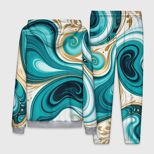 Мужской костюм Бирюза и золото / 3D-Меланж – фото 2