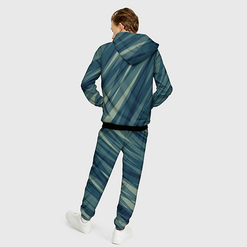 Мужской костюм Зеленовато-синий полосы / 3D-Черный – фото 4