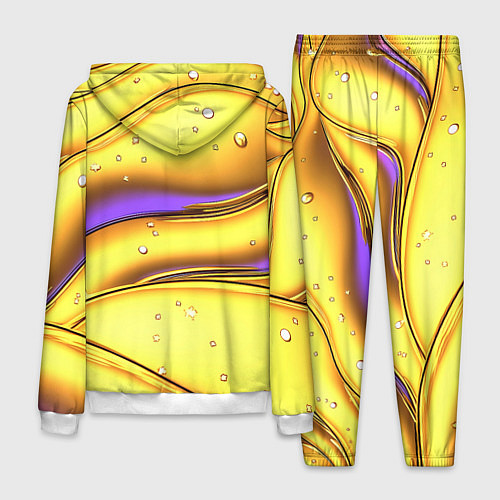 Мужской костюм Золотые волны с фиолетовым свечением / 3D-Белый – фото 2