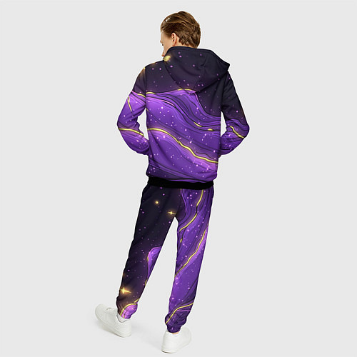 Мужской костюм Фиолетовая текстура с золотыми звездочками / 3D-Черный – фото 4