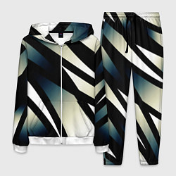 Костюм мужской Чёрно-белый с синим затемнением полосы, цвет: 3D-белый