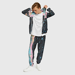 Костюм мужской Блестящая текстура на черном, цвет: 3D-белый — фото 2