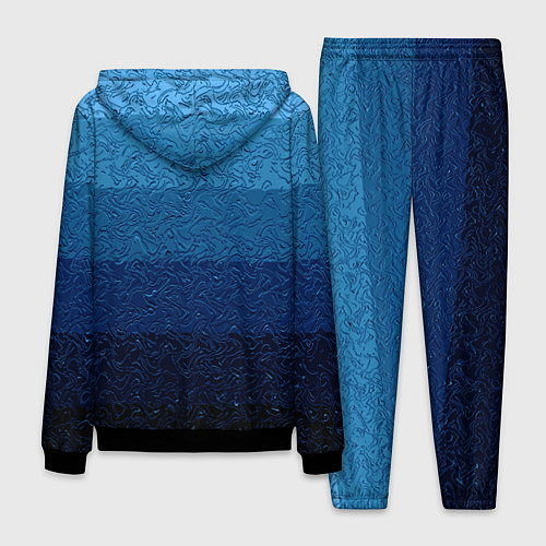Мужской костюм Сине-голубой градиент полосами с узором / 3D-Черный – фото 2