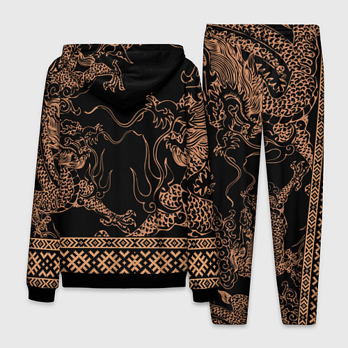 Мужской костюм Золотой дракон с узорами славянскими / 3D-Черный – фото 2