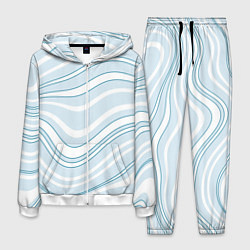 Костюм мужской Светлый бело-голубой волнистые полосы, цвет: 3D-белый
