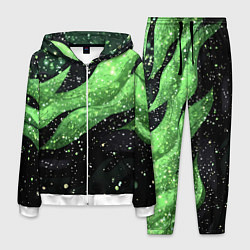 Костюм мужской Зеленая абстракция с блестками, цвет: 3D-белый