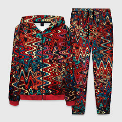 Костюм мужской Искажённые волнистые полосы красно-синий, цвет: 3D-красный