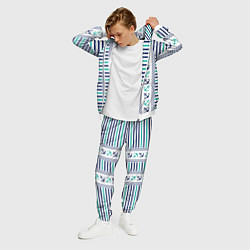 Костюм мужской Морской орнамент с якорями и полосками, цвет: 3D-белый — фото 2