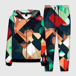 Костюм мужской Сине-бежевый абстракция, цвет: 3D-черный