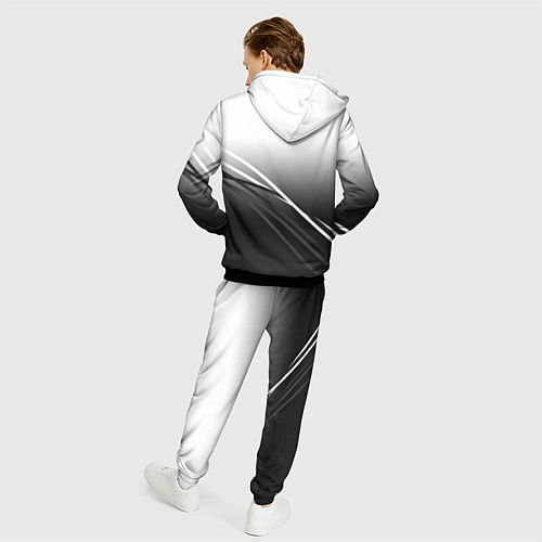 Мужской костюм Градиент с полосами из белого в тёмный / 3D-Черный – фото 4