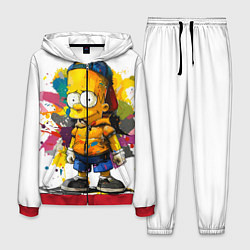 Костюм мужской Рисунок красками Барт Симпсон, цвет: 3D-красный