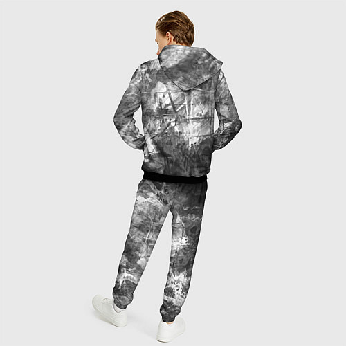 Мужской костюм Абстракция - grey and white paint strokes / 3D-Черный – фото 4