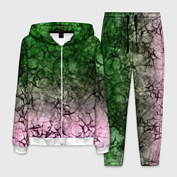 Костюм мужской Абстракция - green pink gradient in black web, цвет: 3D-белый