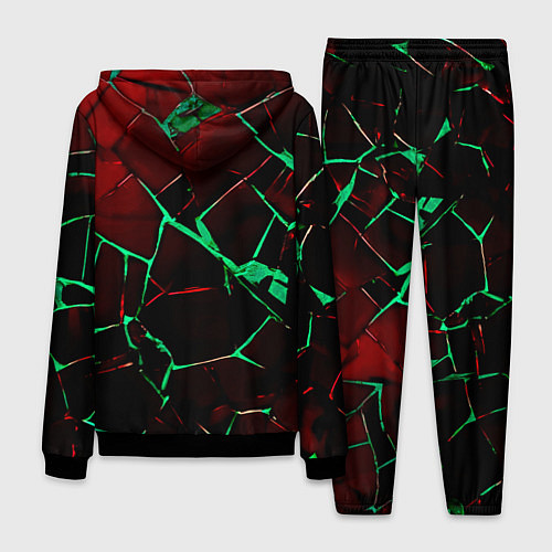 Мужской костюм Битые плиты тёмно-красный с зелёным / 3D-Черный – фото 2