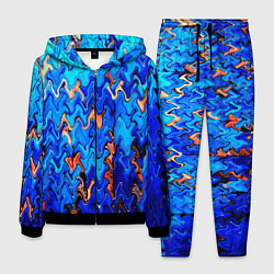 Костюм мужской Сине-голубой стекающая абстракция, цвет: 3D-черный