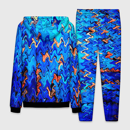 Мужской костюм Сине-голубой стекающая абстракция / 3D-Черный – фото 2