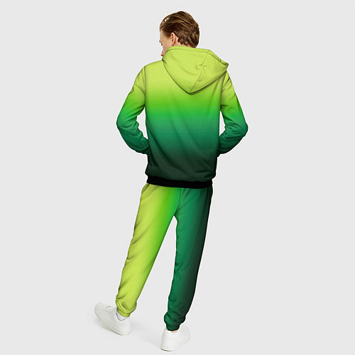 Мужской костюм Градиент укропное зеленое омбре / 3D-Черный – фото 4