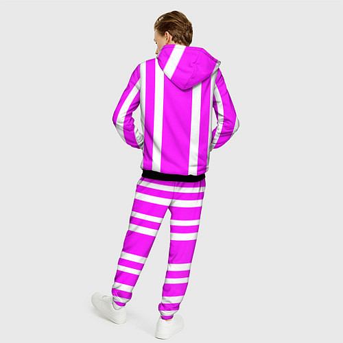 Мужской костюм Color white pink stripes / 3D-Черный – фото 4
