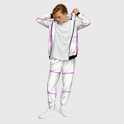 Костюм мужской Color white pink yellow stripes, цвет: 3D-черный — фото 2