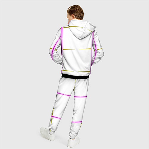 Мужской костюм Color white pink yellow stripes / 3D-Черный – фото 4