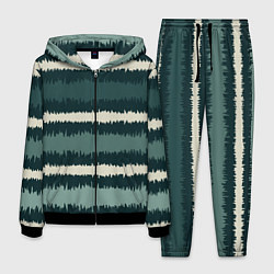 Костюм мужской Полосы зигзагообразные зеленые, цвет: 3D-черный
