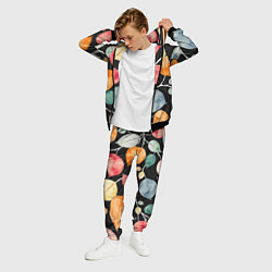 Костюм мужской Разноцветные акварельные листья на чёрном, AI, цвет: 3D-черный — фото 2