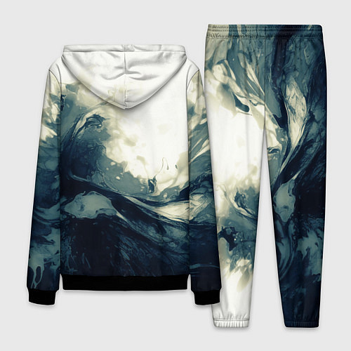 Мужской костюм Чёрно-синие абстрактные краски / 3D-Черный – фото 2