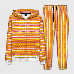 Костюм мужской Этнические треугольники паттерн желтый с розовым, цвет: 3D-белый