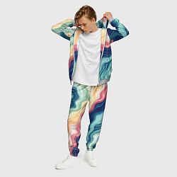 Костюм мужской Абстрактные волнистые линии синий, цвет: 3D-меланж — фото 2