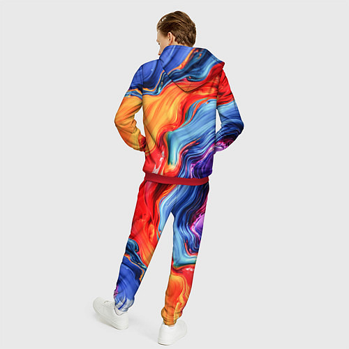 Мужской костюм Красно-синие масляные краски смешение абстракция / 3D-Красный – фото 4