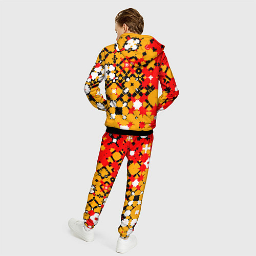 Мужской костюм Красно-желтая геометрическая абстракция / 3D-Черный – фото 4