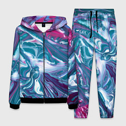 Костюм мужской Абстракция бело сине красный мрамор, цвет: 3D-черный