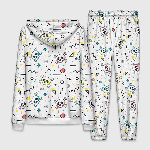 Мужской костюм Паттерн с черепами и геометрическими фигурами на Х / 3D-Белый – фото 2