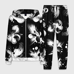 Костюм мужской Чёрно-белый абстрактный паттерн, цвет: 3D-белый
