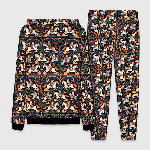 Мужской костюм Новогодние коты всадники на лошади / 3D-Черный – фото 2