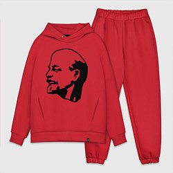 Мужской костюм оверсайз Ленин: скульптура, цвет: красный