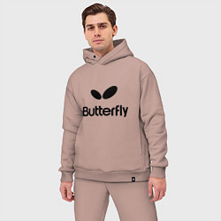 Мужской костюм оверсайз Butterfly Logo, цвет: пыльно-розовый — фото 2
