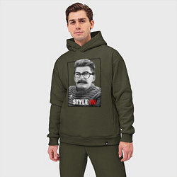Мужской костюм оверсайз Stalin: Style in, цвет: хаки — фото 2