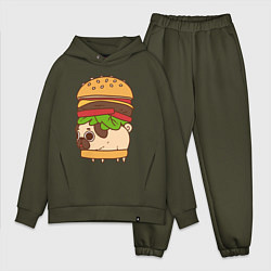 Мужской костюм оверсайз Мопс-бургер, цвет: хаки