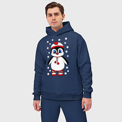 Мужской костюм оверсайз Пингвин в снегу, цвет: тёмно-синий — фото 2