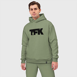 Мужской костюм оверсайз TFK: Black Logo, цвет: авокадо — фото 2