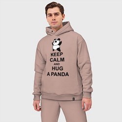 Мужской костюм оверсайз Keep Calm & Hug A Panda, цвет: пыльно-розовый — фото 2