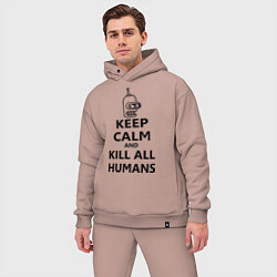 Мужской костюм оверсайз Keep Calm & Kill All Humans, цвет: пыльно-розовый — фото 2