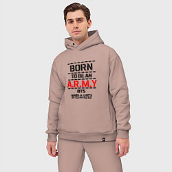 Мужской костюм оверсайз Born to be an ARMY BTS, цвет: пыльно-розовый — фото 2