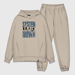 Мужской костюм оверсайз System of a Down большое лого, цвет: миндальный